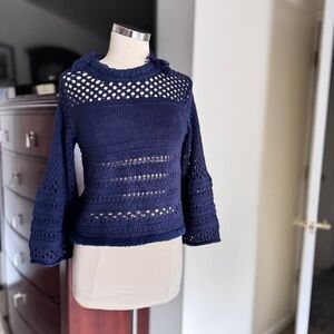 See By Chloe Navy Blue Crochet Sweater